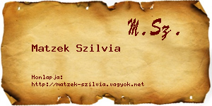 Matzek Szilvia névjegykártya